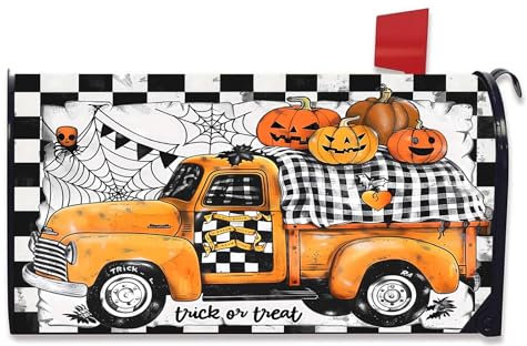 Happy Halloween Spooky Kittens Halloween con zucca copertura magnetica magnetica per cassetta delle lettere dimensioni standard 45 x 53 cm copertura per cassetta delle lettere decorazione per esterni