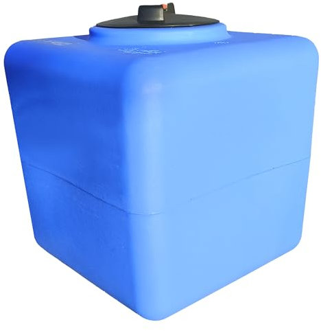 ESTO Serbatoio Acqua Potabile 100L - 200L - 300L - 500 L Polietilene Per Raccolta Acqua, Cisterna Esterno Blu, con Pompa e Press Control Pressostato (Solo Serbatoio, 100 Litri)