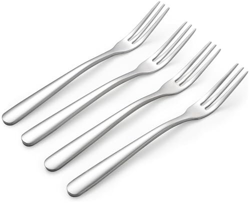 4 PCS Stainless Steel Mini Cake Forks Set, Kids Forks for Fruit Dessert Salad, Appetizer Forks for Home, Wedding, Party, Cafe