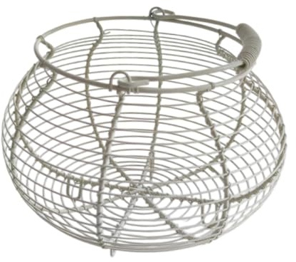 perfk Cesto portauova in filo metallico, cestino per raccogliere le uova, rustico, fattoria, supporto da banco rotondo, contenitore per uova di, Bianco