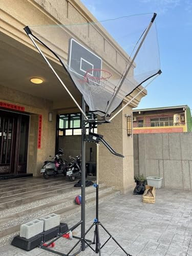 YJKKZQLB Basketball-Rebounder-Aufsatz, Basketball-Schusstrainer-System, 180° drehbarer Rücklaufschacht und Bodenständer