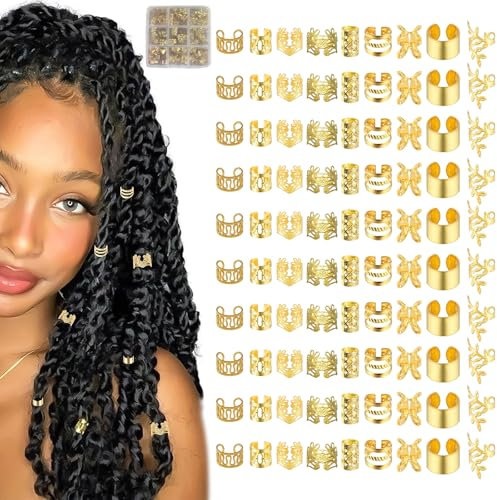 90pcs Haarschmuck Gold Goldener Haarschmuck Dreadlocks Schmuck Haarperlen Zum Klipsen Dread Schmuck Haarringe Piraten Schmuck Haarschmuck Pirat Haarschmuck Gold Goldener Haarschmuck Dreadlocks Schmuck