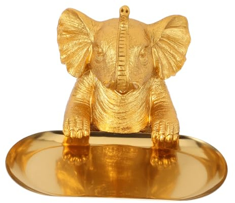 Zerodeko Bandeja Porta Llaves con Forma De Elefante Comedero para Pájaros Cuenco De Almacenamiento Plato Decorativo De Resina con Forma De Elefante para Exteriores