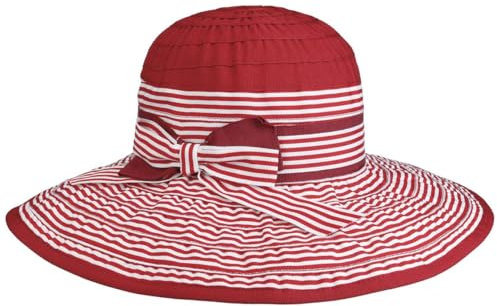 bedacht Virola Twotone Stripes Schlapphut Sommerhut Sonnenhut Stoffhut Damenhut Strandhut Damen - Made in Italy Frühling-Sommer Sommer - One Size rot