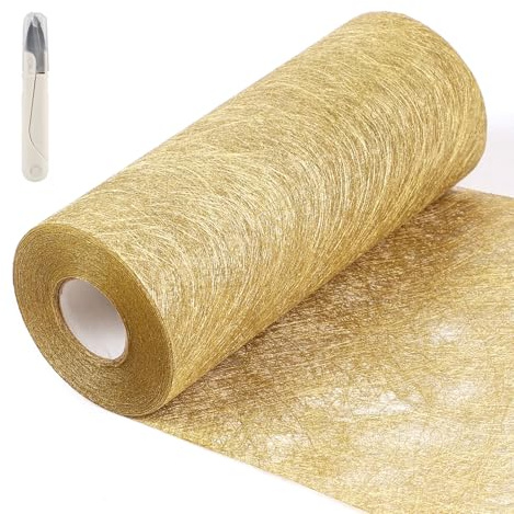 SWAWIS Vlies Tischläufer Gold 20cmx25M Rolle Geburtstag Weihnachten Hochzeit Tischläufer Hochzeit Valentinstag Geburtstag Taufe Deko