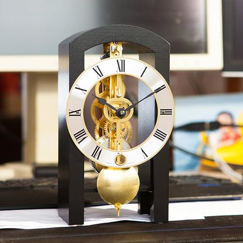 XDTKJDZ Quartz Mechanical Retro Transparent Desk Clock, Mechanical Vintage Glass Dome Clock, Wall Clock with Pendulum, for Home Decoration, Office Desk Décor Accessory