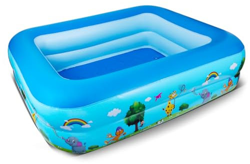 Piscina Gonfiabile Bambini, 115 x 83 x 33 CM Piscina Gonfiabile, Piscina per Bambini, Piscina Baby, Piscina Baby Rettangolare, Piscina Bambini per Cortile, Giardino Interno