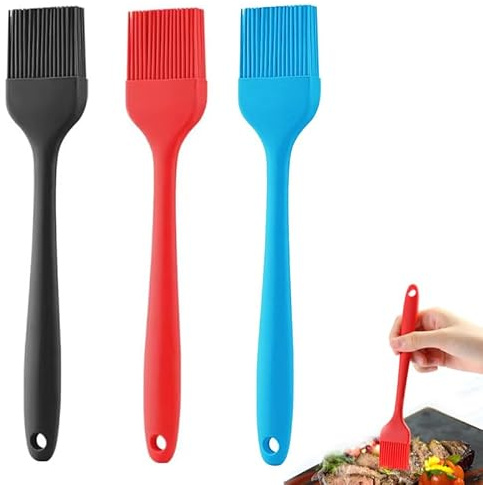 Azlanway Juego de 3 pinceles de silicona para hornear, 21 cm, aptos para alimentos, sin BPA, resistente al calor, diseño de una pieza, apto para lavavajillas, para hornear, asar, cocinar, carne, pan