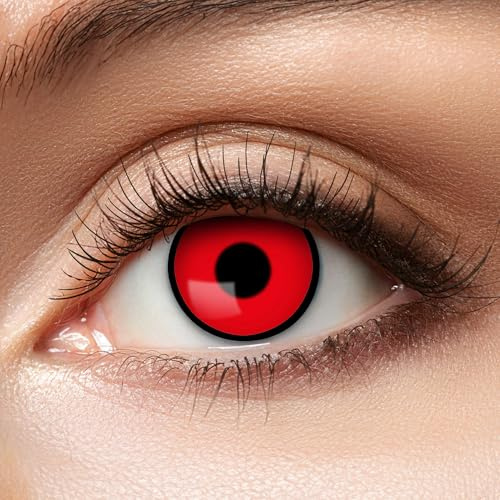 Zoelibat farbige Kontaktlinsen rot ohne Stärke, Manson, 1 Paar Linsen für 3 Monate, weiche Monatslinsen für Halloween, Karneval und Fasching