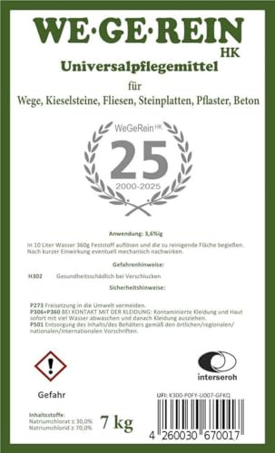 Heinrichs Agrar Premium Steine Reiniger 7 kg Eimer Universalpflege für Wege, Plätze, Mauern, Kiesel, Schotter, Pflaster, Beton Grünbelag