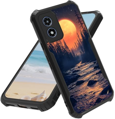 VOGDMKJG Cell Phone Case for Motorola for Moto G Play 2024 4G - Shockproof Lightweight Acrylic Back Protective Case with Airbag Corners & Camera Protection Stylish Pocket-Friendly Stream Forest.