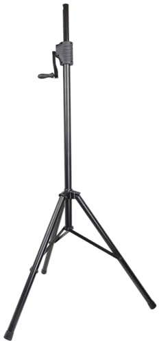 Citronic Supporto regolabile in acciaio e alluminio per altoparlanti con verricello, altezza 1,2 m – 2 m, carico massimo 50 kg, treppiede portatile da pavimento per studio DJ DJ | supporto nero