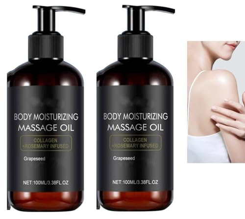 Körperfeuchtigkeitsspendendes Massageöl mit Kollagen, straffendes Öl für Beine, Arme und Körper, schnell einziehend, tief feuchtigkeitsspendend und verbessert die seidige Textur, glättet (2PCS)