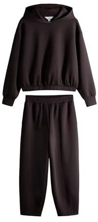 THE SET Mujeres Pack de 2 Piezas Compuesto de una Sudadera con Capucha Tipo Neopreno y Unos Pantalones de chándal con Pernera Barrel
