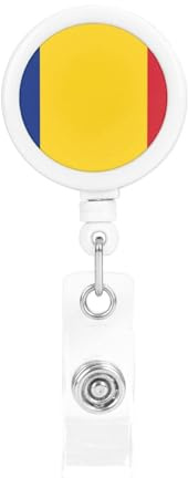Flag of Romania Retractable Badge Holder. Stylish Full-Width Print, Suitable for Offices, Schools, Hospitals, etc.