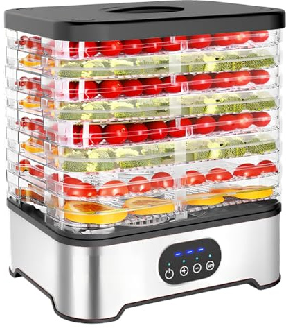 AMZGSHOP 8-Tier Dried Fruit Machine with Digital Timer Automatic Dehydration Machine Temperature Control Intelligent Food Dehydrator for Snack Meat Fruit Flower Tea