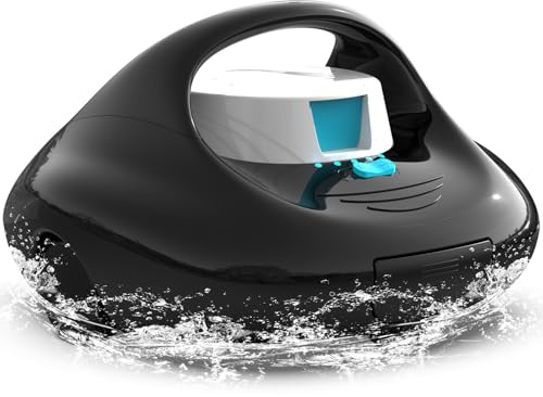 BRINBO 2026 Poolroboter Akku 130 Mins Leistungsstarke Reinigung, Automatischer Kabelloser Poolreiniger Duale Motoren für Flachboden Pool bis zu 80 m², Schwarz