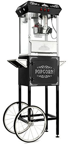 Olde Midway Vintage Style Popcorn Maker Popcorn Maker with Cart and 8oz Kettle