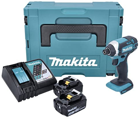 Makita DTD 152 RMJ 18V Li-Ion Visseuse à chocs sans fil avec boîtier Makpac + 2x Batteries BL 1840 4,0 Ah Li-Ion + Chargeur rapide DC 18 RC