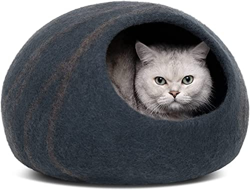 MEOWFIA Katzenbett aus Merinowolle – Handgefilztes, Umweltfreundliches Katzenbett für Katzen & Kätzchen – Weiches Schlafbett, Warm im Winter & Kühl im Sommer, Stilvolles Design