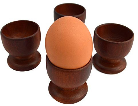 4 MARRONE PORTAUOVO DI LEGNO SET