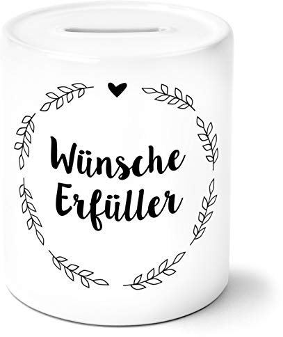 OWLBOOK® Spardose Wünsche Erfüller | Geschenke für Frauen zum Geburtstag | Geburtstagsgeschenk für Frau Freundin Kollegin| Ostergeschenke für Erwachsene | Sparbüchse aus Keramik
