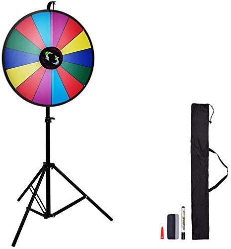 VEVOR Ruota del Premio da Tavolo a Colori 24 Pollici con Cavalletto Pieghevole per Cavalletto Ruota a 14 Clicker per Slot Modificabile Fortune Design Carnival Spin Game