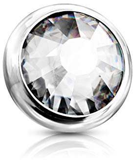 Paula & Fritz® Aufsatz-Dermal Anchor 5 mm Kristall klar 316L Chirurgenstahl 1,6 mm Gewinde Haut-Anker Skin Diver Implantat Kugel