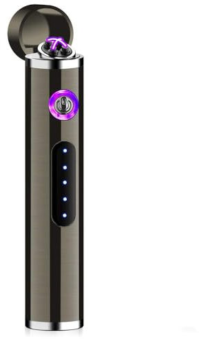 KIPIDA Mini Mechero Electrico, Encendedor Electrico de Doble Arco sin Llama, USB Encendedor Electrico Pantalla Táctil Mechero Electric sin Llama, Gran Regalo para Hombres, Cocina, Camping, Velas