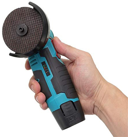 GMtes Professional Mini Amoladora Angular a Batería, Motor Sin Escobillas, Herramienta de Pulido Eléctrica Cortador Multifuncional, 2Pcs 12V 1500mAh Batería, 2pc Ø76mm/Ø3inch Discos