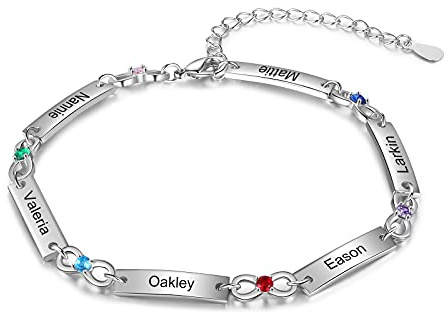 Lam Hub Fong Personalisierte Damen Unendlichkeit Armband mit Gravur 1-6 Name Verstellbare Mutter Tochter Armbänder Geschenk für Muttertag Geburtstag Weihnachten