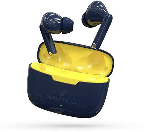 Nautica T200 True Auriculares estéreo inalámbricos Bluetooth v5.1 TWS Auriculares intrauditivos con micrófono integrado, auriculares inalámbricos Bluetooth con funda de carga Control táctil