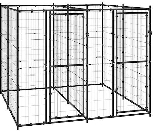 vidaXL Hundgård för utomhusbruk stål 4,84 m², hundhus, hundburar, inhägnad, hundbur, hundstaket, inhägnader, hundstaket, hundgård, hundgårdar