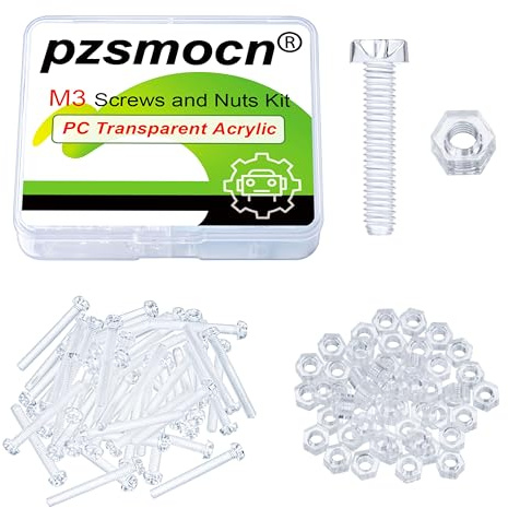 pzsmocn 100 Pezzi/50 Set M3*20 mm Viti a Testa Tonda con Croce in Plastica | Compatibile Arduino Raspberry Pi Sensore Shield Modulo Scheda Elettronico 50 M3 20 Standard Trasparente PC Dadi Esagonali