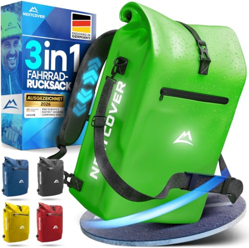 Nextcover® NEU 3in1 Fahrradtasche für Gepäckträger [Aquashield] - Gepäckträgertasche, Rucksack und Umhängetasche [25 Liter] I Fahrrad Tasche wasserdicht
