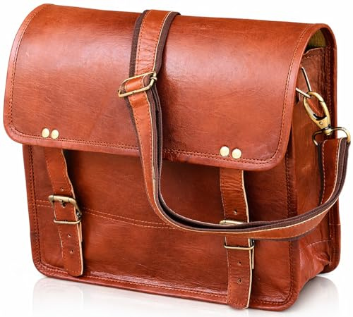 American Blue Große Handgefertigte Motorrad-Seitentasche aus Echtem Leder | Fahrradtasche, Seitensatteltasche | Reisetasche | Tragetasche für Alle Fahrräder