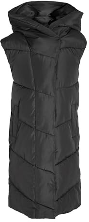 NOISY MAY dam NMTALLY L/S lång väst NOOS quiltad väst, svart, S, svart, S