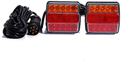 CuCummoo led rückleuchten 7 polig anhänger beleuchtung rücklicht mit Magnethalterung 12v verkabelt Anhängerbeleuchtung 2.2 * 7.5m Kabelsatz und 2 Lichteinheiten