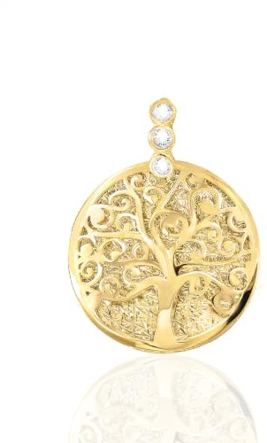 forme di Lucchetta Anhänger Baum des Lebens mit Saphiren | Gelbgold 14 Karat Diamantschliff, Anhänger für Armband und Kette (bis 4 mm), 14 Karat Gelbgold, Diamantschliff, Anhänger