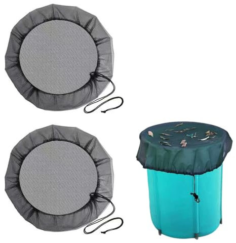 Trsnzul Regentonnen Netz 2 Stück Verstellbares Regentonnennetz Wetterbeständiger Mückenschutz Regentonne Hochwertige Regentonne Abdeckung mit Zugkordel Schutznetz Regentonne Regentonne Abdeckung