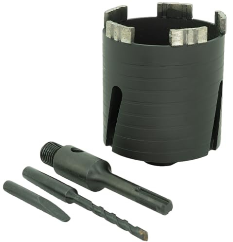 WEFARU Diamant Dosensenker Ø 82 mm mit M16-Aufnahme + SDS Plus Adapter & Zentrierbohrer - 80mm Nutzlänge - Dosenbohrer für Mauerwerk, Kalksandstein, Ziegel, Poroton, uvm. - Profi Diamant Bohrkrone