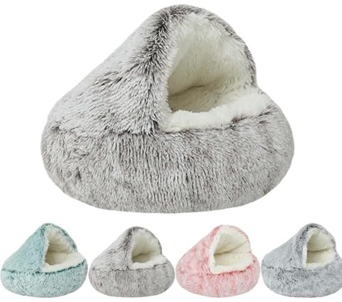 Cozy Cocoon Hundebett, 39,9 cm/50 cm/65 cm/80 cm/100,3 cm Hundebett mit Bezugshöhle, Haustierhöhlen für Hunde, Haustierhöhle, Winter-Haustier-Plüschbett, Braun, 66 cm