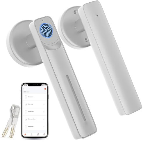 Fingerprint Door Lock with Smart APP,Fingerprint Door Knob,Biometric Door Knob Keyless Entry Door Lock with Tuya for Home/Bedroom/Office/Apartment/Airbnb Siver