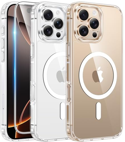 FNTCASE for iPhone 16 Pro-Max Case Clear Phonecase Compatible with Magsafe | Military Grade Drop Protection Anti Yellowing Cell Phone Cover - Rugged Shockproof Protective Bumper Transparent Cases