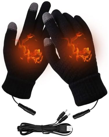 SUJAHHUJIQ USB Heated Gloves for Men and Women, Screen Touch Electric Heated Gloves Removable & Washable Full Knitted Heated Hand Gloves for Winter Gift