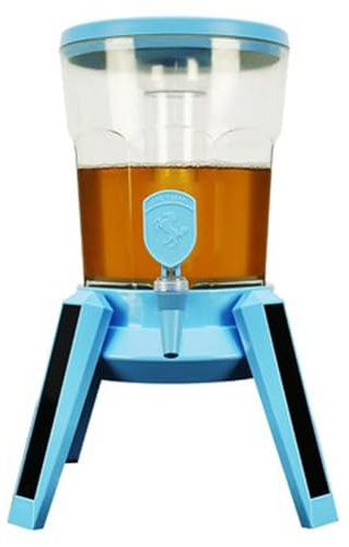 ZbOLi Dispensador de Bebidas Torre de Cerveza, Dispensador de Bebidas con Tubo de Hielo Extraíble de 3L con Grifo, Torre de Cerveza de Mesa con Tubo de Hielo Extraíble y Luz LED, Recargable por Blue