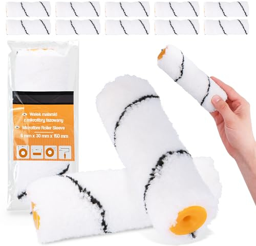 10x Farbrolle 15 cm Malerwalze Lackierwalze Lackrolle Ersatzrolle Streichrollen Malerrolle Mikrofaser Roller Farben Lacke Wand Decken Fassaden Malerbedarf