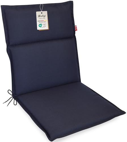 Herlag Gartenstuhlauflage Bea Niederlehner 100x50x4,5cm - Wasserabweisende Gartenmöbelauflage Fleckschutz - Bequeme Camping Sitzauflage - Pflegeleichte Easy-Line - Öko Tex 100-1 Polster - Dunkelblau