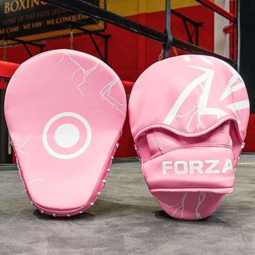 FORZA Pattes d’Ours [3 Couleurs] | Équipement de Combat Durable en Cuir PU avec Rembourrage en Mousse | Boxe, Kickboxing, MMA par Paire (Rose)
