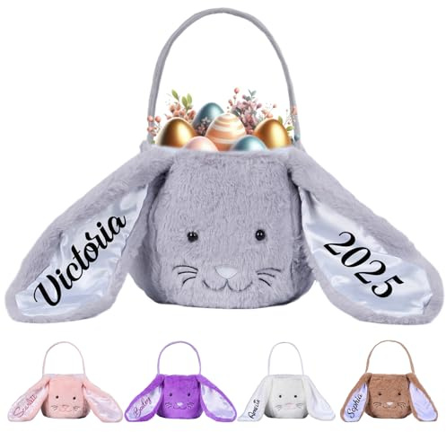 Personalisierte Osterkörbchen - Monogrammiert mit Namen,Osterkorb Kinder,Ostereierjagd Körbe,Osterkörbchen mit Henkel,Ostern Geschenk für Jungen Mädchen